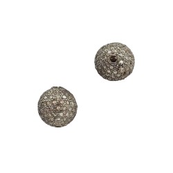 8mm Oxidized Sterling Silver Pave Diamond Round Ball Bead