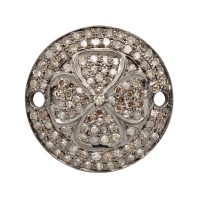 19.5mm Oxidized Sterling Silver Round Disc with 0.9Cts of Diamond