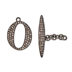 20mm Oxidized Sterling Silver Toggle,1Cts of Diamond