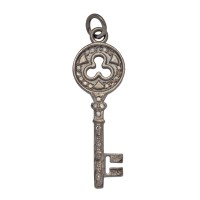 30mm Oxidized Sterling Silver Key with 0.2Cts of Diamond