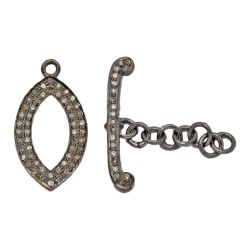 20mm Oxidized Sterling Silver Toggle,0.68Cts of Diamond