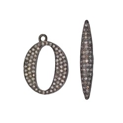 18mm Oxidized Sterling Silver Toggle,0.97Cts of Diamond