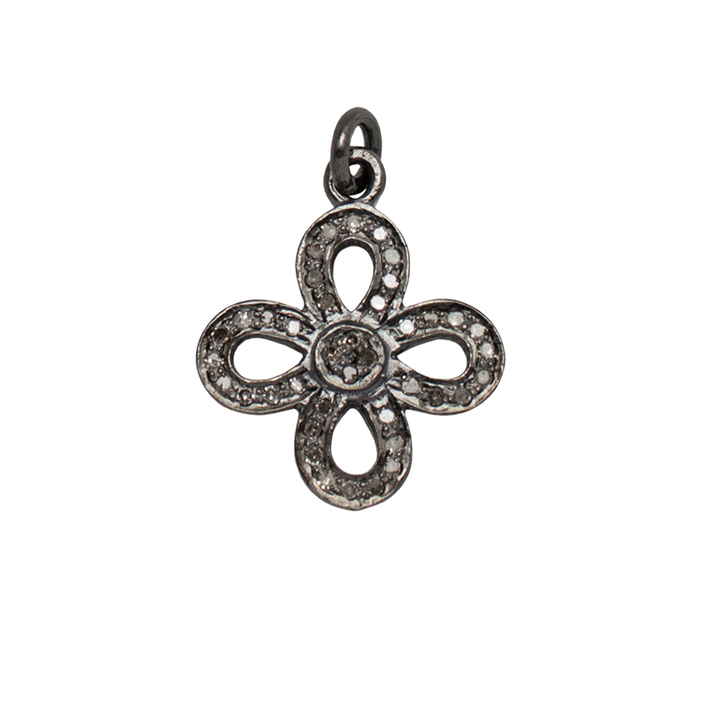 15mm Oxidized Sterling Silver Pave Diamond Butterfly Charm