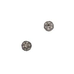 4mm Oxidized Sterling Silver Pave Diamond Round Ball Bead