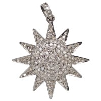 31mm Sterling Silver Diamond Sun Charm