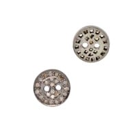 11mm Oxidized Sterling Silver Button,0.21Cts of Diamond