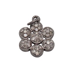 13.7mm Flower Charm with 0.53 Carats of Pave Diamonds