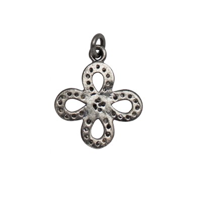 15mm Oxidized Sterling Silver Pave Diamond Butterfly Charm