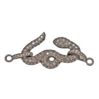 27mm Oxidized Sterling Silver Hook Clasp Snake with 1.18Cts of Diamond