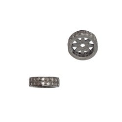 10.0mm Oxidized Sterling Silver Double Row Pave Champagne Diamond Roundel