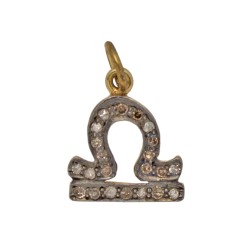 12mm Oxidized Sterling Silver Libra Charm with 0.31Cts of Diamond