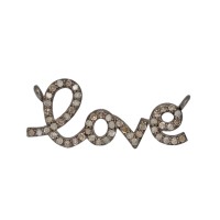 31mm Oxidized Sterling Silver Love Charm with ??Cts of Diamond