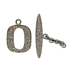 19X17mm Oxidized Sterling Silver Double Sided Toggle with 2.53Cts of Diamond