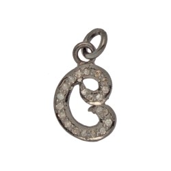 11mm Oxidized Sterling Silver Cancer Charm with 0.24Cts of Diamond