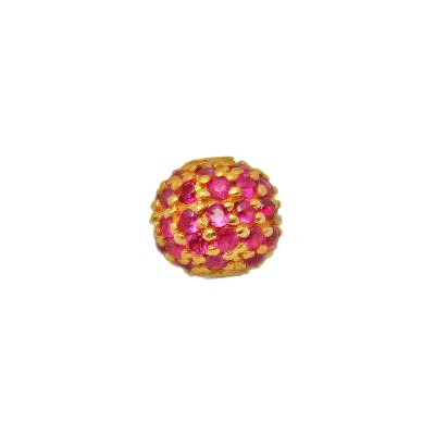 6.0mm Yellow Full Pave, No Lines 14K Gold Pave Ruby Round Ball Bead