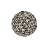 12mm 14K Gold Black Diamond and Champagne Diamond Checker Board Ball