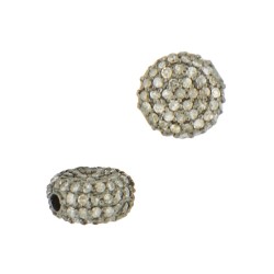 10mm Oxidized Sterling Silver Button Bead (Diamond0.73Cts)