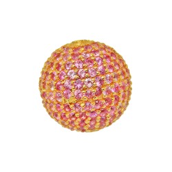 12mm 14K Gold Pave Pink Sapphire Round Ball Bead
