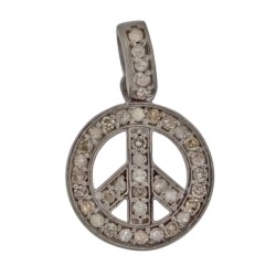 13mm Oxidized Sterling Silver Peace Charm (Diamond0.39Cts)