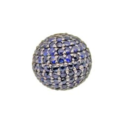 10mm Black/Oxidized 14K Gold Pave Blue Sapphire Round Ball Bead