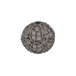 10mm Oxidized Sterling Silver Bead (Diamond0.60Cts)