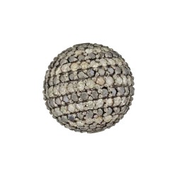 12mm 14K Gold Alternating Black and Champagne Pave Diamond Ball