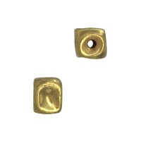 6mm 18K Yellow Gold Handmade Indented Rectangle Bead