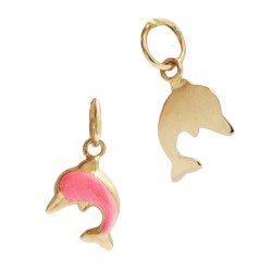 14K Gold 14K Gold Dolphin Charm, Red