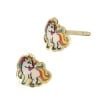 14K Gold Pony Multicolor Enamel Stud Earring