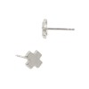 14K Gold White 6.0mm Flat X Criss Cross Stud Earring