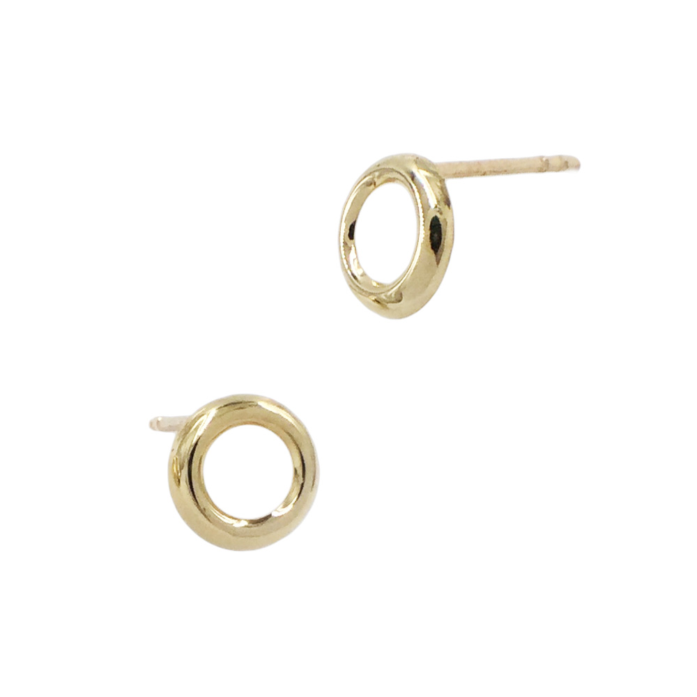 14K Gold Yellow 7mm Round Loop Stud Earring