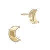 14K Gold Yellow Rounded, 3D Crescent Moon Stud Earring
