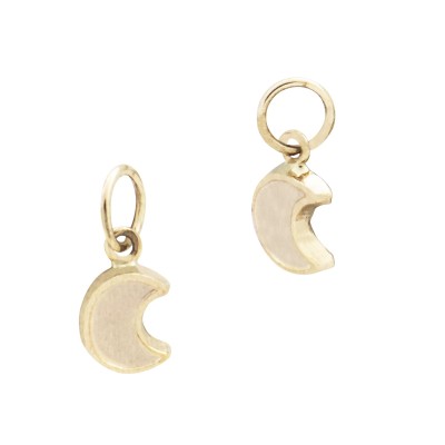 14K Gold Yellow 4x5mm Moon Charm with Matte-Finish Texture, Smooth Outline