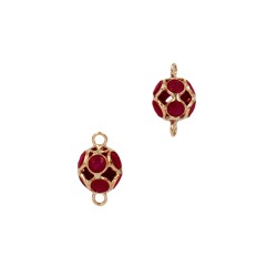 6mm Yellow 14K Gold Ruby Ball Connector with Two Rings