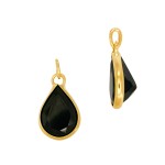 Pear Shaped Black Spinel 7x5mm 14K Gold Bezel-Set Gemstone Charm
