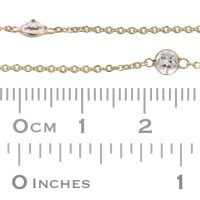14K Gold White Topaz Chain Connected Bezel Set Chain By Foot