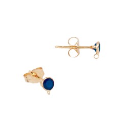 Blue Sapphire 14K Gold 3.5mm 14K Yellow Gold Bezel-Set Stud Earring Set