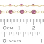 14K Gold Pink Sapphire Jump Ring Connected Bezel Set Chain By Foot