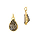 Pear Shaped Labradorite 7x5mm 14K Gold Bezel-Set Gemstone Charm