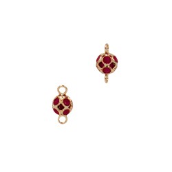 4.5mm Yellow 14K Gold Ruby Ball Connector with Two Rings