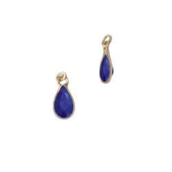 Pear Shaped Blue Sapphire 3x5mm 14K Gold Bezel-Set Gemstone Charm
