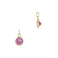 Round Pink Sapphire 3.5mm 14K Gold Bezel-Set Gemstone Charm