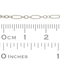 Sterling Silver 3+1 Elongated Oval Long and Short Round Link Chain