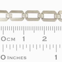 Sterling Silver Long and Short Flat Rectangular Bracelet Chain