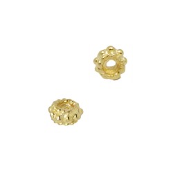 3.5mm 20K Gold Yellow High Karat Gold Handmade Bali Style Twisted Finish Dotted Roundel Spacer Bead 