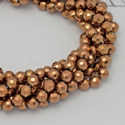 Copper Plated Round Faceted Hematine Beads by Strand