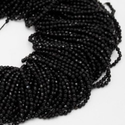 Round Black Agate Faceted Agate Beads by Strand