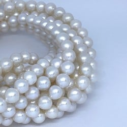 7.5-8.5mm White Round Nucleated Freshwater Pearl