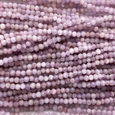 Round Faceted 2-2.5mm Kunzite Beads by Strand