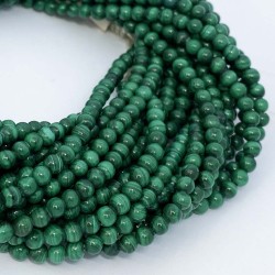 Round Smooth 3-3.5mm Malachite Beads by Strand